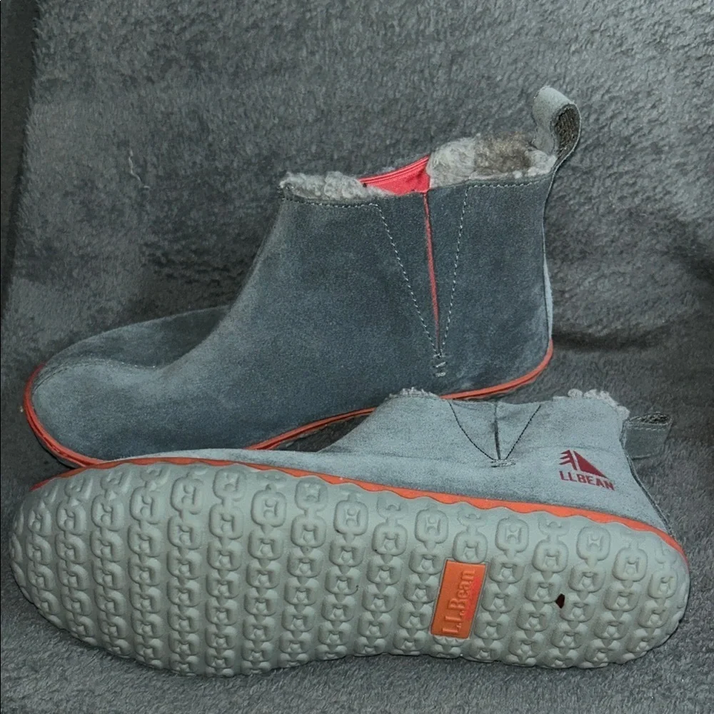 L.L. Bean women’s Blue Suede Boots with Orange Trim